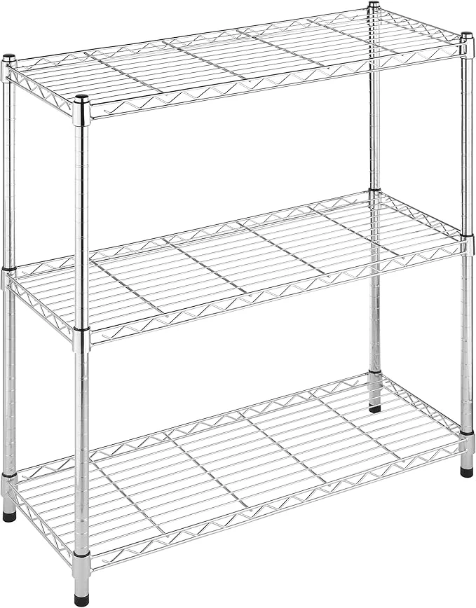 Elite Whitmor 3 Tier Shelving Unit Metal Storage Shelves 400 lbs Capacity per Shelf 1200 lbs Total Easy Assembly Home Organizer for Pantry Kitchen Garage Plant 36 L x 14 W x 36 H ChromeAbout ThisOverview Breathable