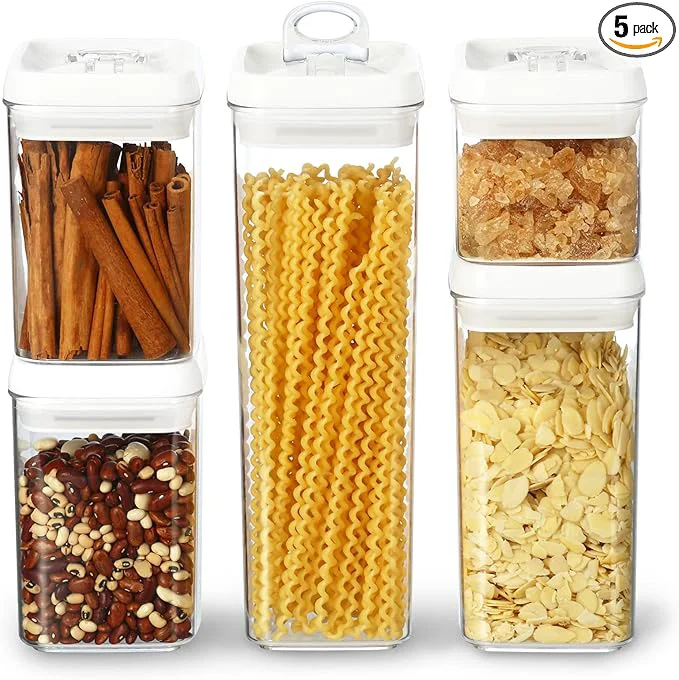 Green Felli Flip Tite Storage Container with Lid 4 Airtight Ring Seal Top Stackable Acrylic Canister Jar Set for Kitchen Pantry Organizer Food Spice Pasta Snack Christmas Gifts for Her 5pk Variety About ThisOverview Solid