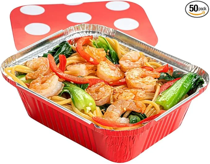 Minimalist Restaurantware 12 Ounce Disposable Takeout Containers 50 Rectangle Food Containers - With Polka Dot Lids Red Takeaway Containers Aluminum Delivery Containers zableAbout ThisOverview Effective