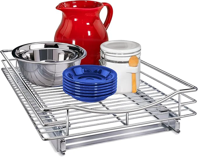 Convenient LYNK PROFESSIONAL® Pull Out Cabinet Organizer 14 x 18 Slide Out Drawers for Kitchen Cabinets - Sliding Pull-Out Pantry Shelves – Home Shelf Organizers - Lifetime Ltd. Warranty ChromeAbout ThisOverview Fast
