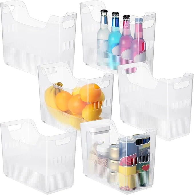 Elegant Qunclay 6 Plastic zer Organizer Bins with Wheel Set Clear Tall Narrow Kitchen Pantry Organizer Snack Storage Containers for Office Refrigerator 3 Sizes About ThisOverview Pure