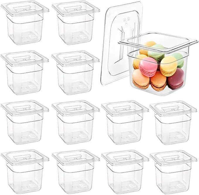 Crafted 12PCS Clear Food Storage Container 1 6 Size 6 Inch Deep Plastic Food Pan with Lids Salad Bar Containers for Restaurant Commercial Hotel Fruits Vegetables BeansAbout ThisOverview Healthy