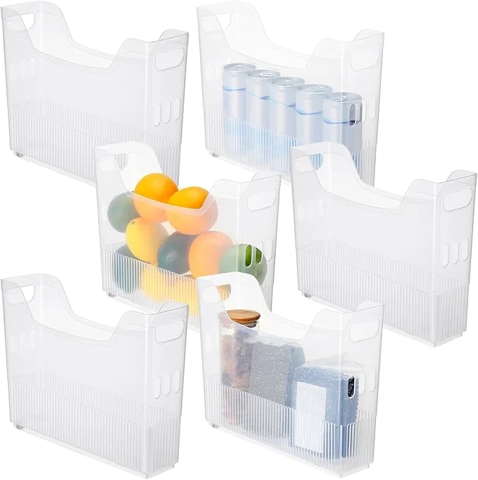 Trendy Qunclay 6 Plastic zer Organizer Bins with Wheel Set Clear Tall Narrow Kitchen Pantry Organizer Snack Storage Containers for Office Refrigerator 10 x 13.3 x 3.5 Inches About ThisOverview Reusable