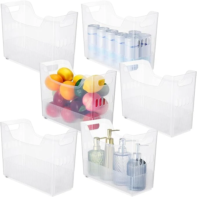 Artisan Qunclay 6 Plastic zer Organizer Bins with Wheel Set Clear Tall Narrow Kitchen Pantry Organizer Snack Storage Containers for Office Refrigerator 10 x 13.3 x 5.5 Inches About ThisOverview Certified