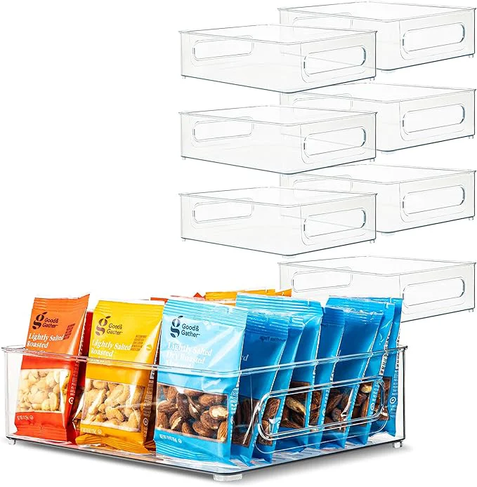 Classic Plastic Food Storage 8 Pack Clear Container Bin with Handles for Organizing Kitchen Pantry Refrigerator zer Pantry Cabinet Closet Bathroom. Stackable 10 x6 x3 About ThisOverview Convenient