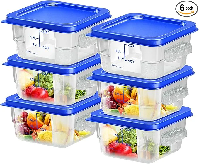 Sophisticated 6 pcs 2qt Food Storage Containers with Lid Square Clear Commercial Food Storage Containers with Handle and Scale for Food Storage in Home Kitchen Dining Blue About ThisOverview Next-Generation