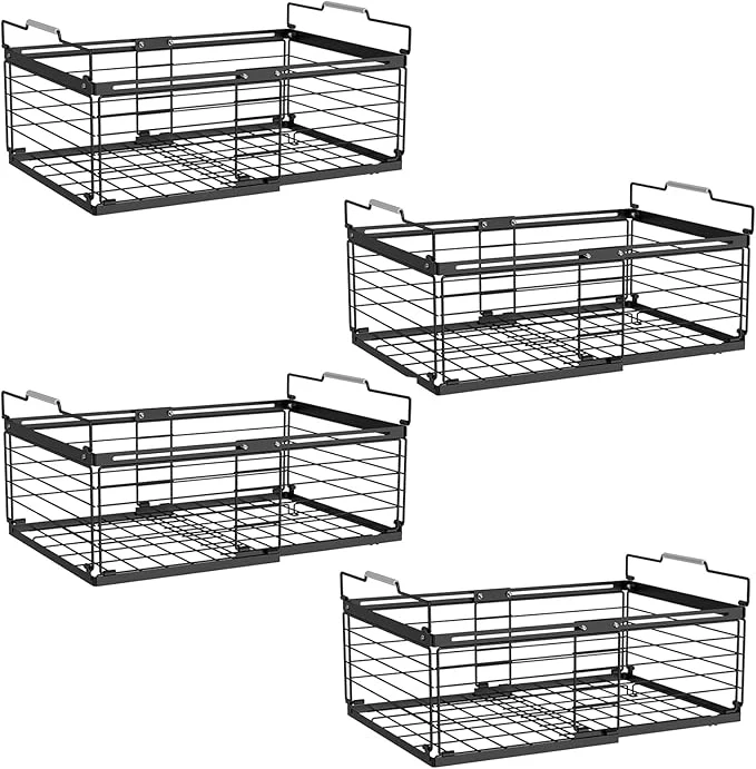 Convenient NADAMOO zer Organizer Bins 4 Packs Large Expandable Stackable Chest zer Containers with Handle Metal Adjustable Storage Baskets for Fridge Deep zer Cabinet Kitchen Pantry - BlackAbout ThisOverview Quality