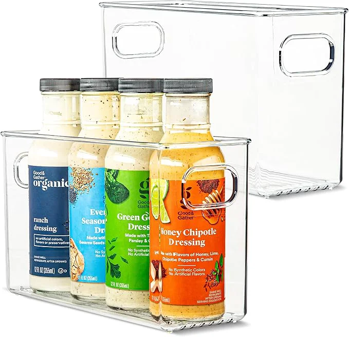 Solid Plastic Food Storage 2 Pack Clear Container Bin with Handles for Organizing Kitchen Pantry Refrigerator zer Pantry Cabinet Closet Bathroom. 10 x4 x6 About ThisOverview Certified