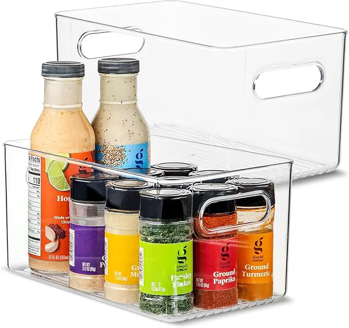 Versatile Plastic Food Storage 2 Pack Clear Container Bin with Handles for Organizing Kitchen Pantry Refrigerator zer Pantry Cabinet Closet Bathroom. 10 x6 x5 About ThisOverview Green