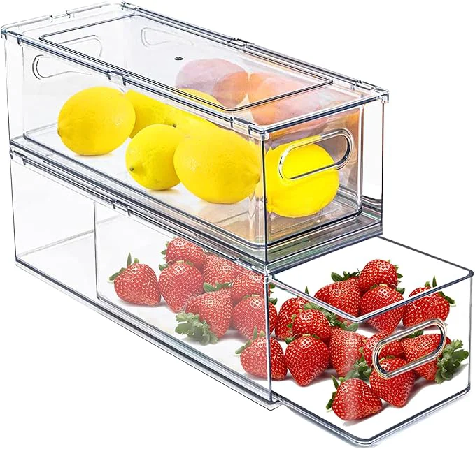 Exceptional bealy 2 Pack Fridge Organizers and Storage with Pull out Drawer Stackable Storage Drawer Clear Refrigerator Organizers BPA- for Kitchen Cabinet Pantry 3.14QTAbout ThisOverview Detailed