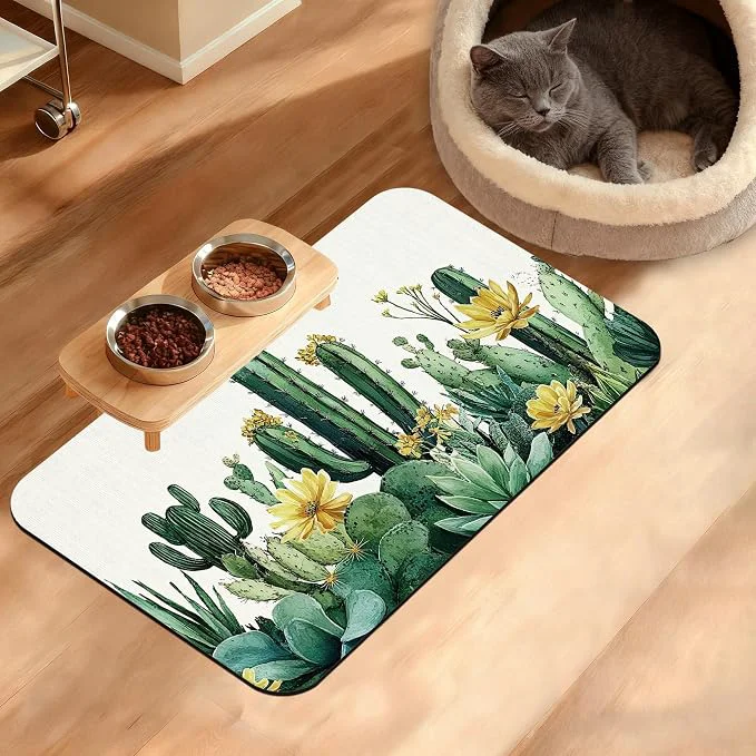 Recyclable Tropical Cactuses Feeding Mat Blooming Succulents Absorbent Quick-Dry Cat Dog Expertly Made