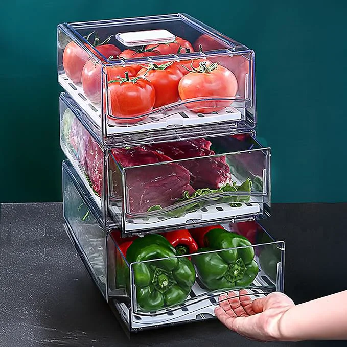 Dependable bealy 2 Pack Large Capacity Refrigerator Organizer and Storage Fruit Storage Containers Stackable Storage Containers for Drinks Meat Vegetable Produce Kitchen Barbecue Shop Restaurant BPA-About ThisOverview Natural