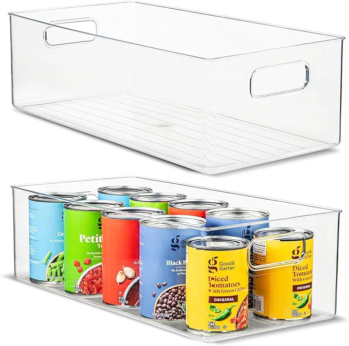 Enhanced Plastic Food Storage 2 Pack Clear Container Bin with Handles for Organizing Kitchen Pantry Refrigerator zer Pantry Cabinet Closet Bathroom. 16 x8 x5 About ThisOverview High-End