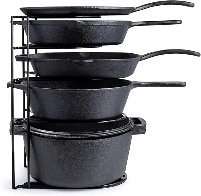 Casual Cuisinel Heavy Duty Pots and Pans Organizer - Extra Large 5-Tier Rack - Holds Cast Iron Skillets Dutch Oven - Durable Construction - Space Saving Kitchen Storage - No Assembly Required - Black 15.4 About ThisOverview Fast