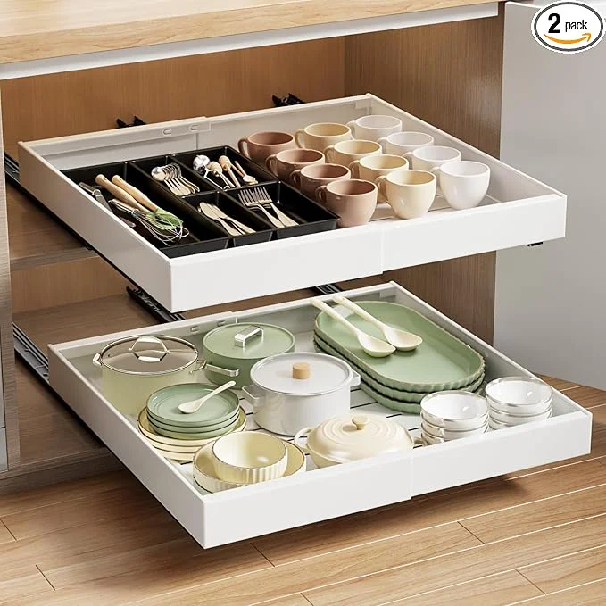 Exceptional 2 Pack Pull Out Cabinet Organizer Expandable 21 Deep Slide Out Drawer for Cabinets Adhesive Pull Out Drawers Heavy Duty Pull Out Shelves for Kitchen Cupboard Pantry Bathroom White About ThisOverview Environmentally Friendly