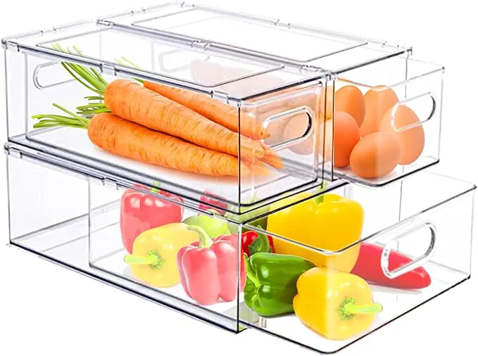 Selected bealy 3 Pack Fridge Organizer and Storage Clear Storge Bins with Pull-out Drawer Fridge Drawers Clear Stackable Storage Bins Containers for zer Refrigerator Pantry KitchenAbout ThisOverview Luxury