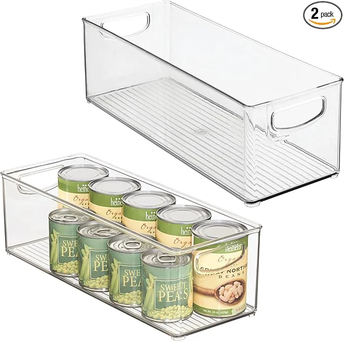 First-Class iDesign Plastic Stackable Pantry Bin - Storage Bin with Handles for Cabinets or Fridge - Set of 2 - ClearAbout ThisOverview Exclusive