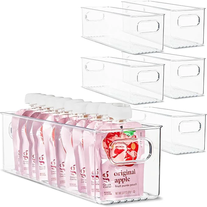 Relaxed Plastic Food Storage 6 Pack Clear Container Bin with Handles for Organizing Kitchen Pantry Refrigerator zer Pantry Cabinet Closet Bathroom. 14 x4 x4 About ThisOverview Casual