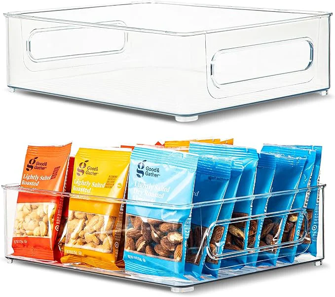 Comfortable Plastic Food Storage 2 pack Clear Container Bin with Handles for Organizing Kitchen Pantry Refrigerator zer Pantry Cabinet Closet Bathroom. Stackable 10 x8 x3 About ThisOverview Healthy