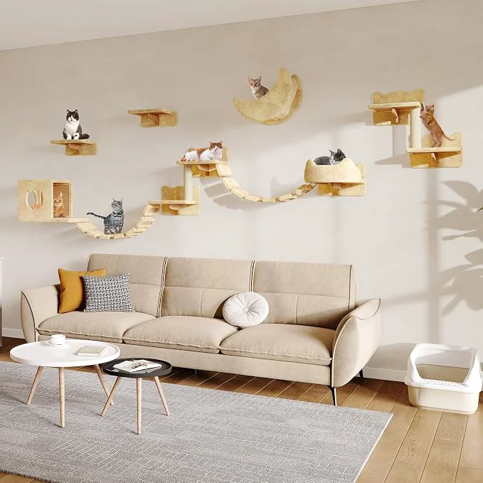Exceptional 13-in-1 Cat Wall Shelves Wall Mounted Cats Furniture Set Contemporary