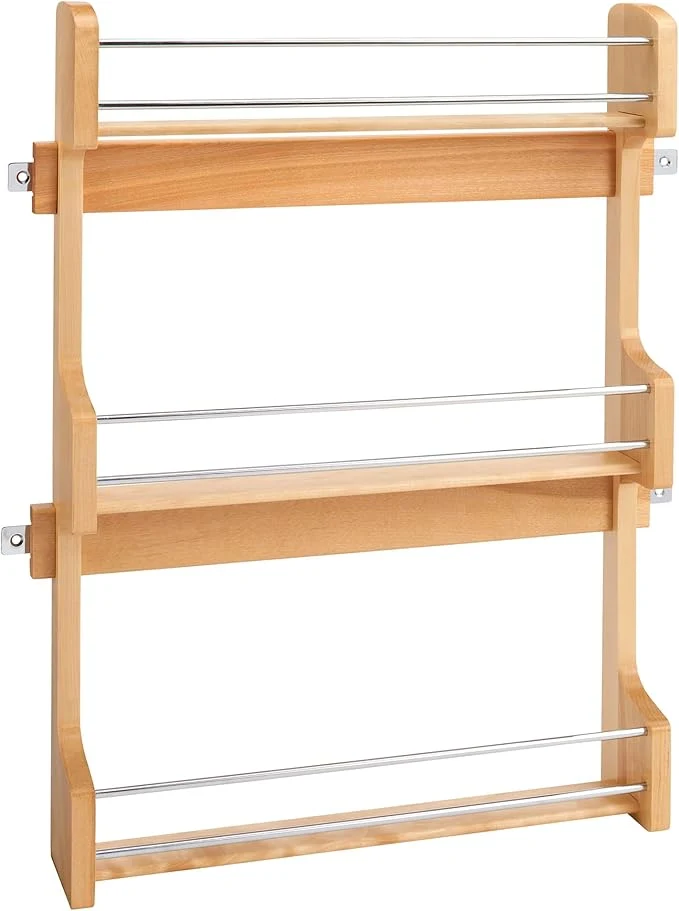 Innovative Rev-A-Shelf 21 3 Tiered Pull Out Shelf Organizer for Kitchen Cabinets Pantry Storage Spice Seasoning Rack Door Wall Mounted Maple Wood 4SR-21About ThisOverview Professional