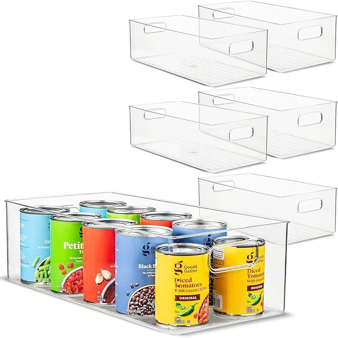 Effective Plastic Food Storage 6 Pack Clear Container Bin with Handles for Organizing Kitchen Pantry Refrigerator zer Pantry Cabinet Closet Bathroom. 14 x8 x5 About ThisOverview Trendy