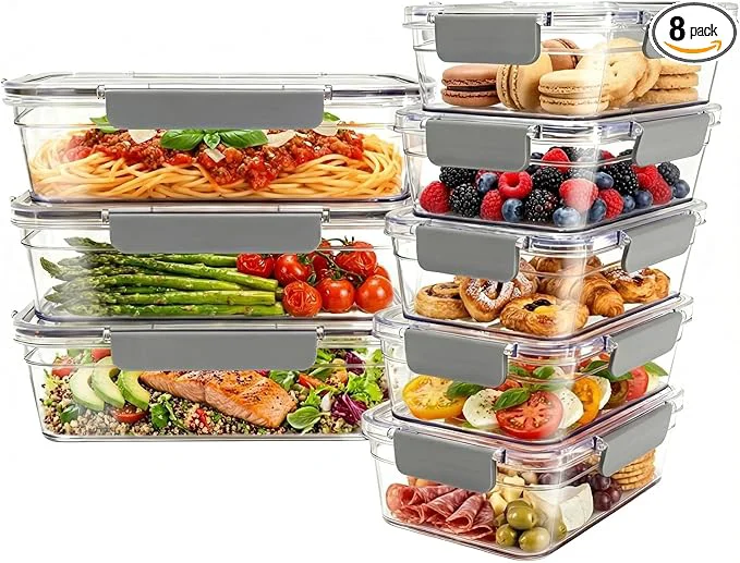 Fine 2.8L Tritan Plastic Food Storage Containers Airtight Tritan Plastic Locking for Fridge zer Meal Prep Deli Meat Snacks 8 Containers with Lids 16 pieces Extra Large ClearAbout ThisOverview Premium