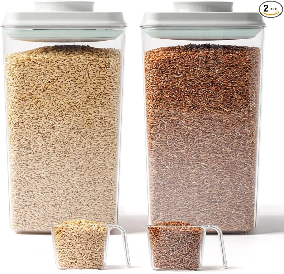 Selected Ce Containers Storage 2 Pack Rice Holder 4.22 Qt - 6 Lbs Food Storage Container Bin with Pop-up Lid for Rice Flour Sugar Dry Food Holder for Kitchen Pantry Organization and StorageAbout ThisOverview Refined