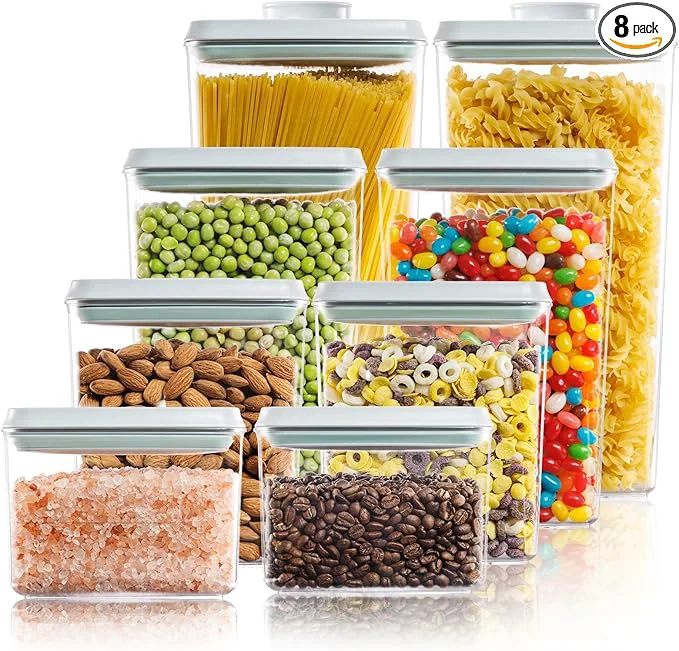 Efficient Pop Top Food Storage Containers - 8 Pack BPA- Pantry Organizers with Airtight Lids Food-Grade with Measurement MarksAbout ThisOverview First-Class