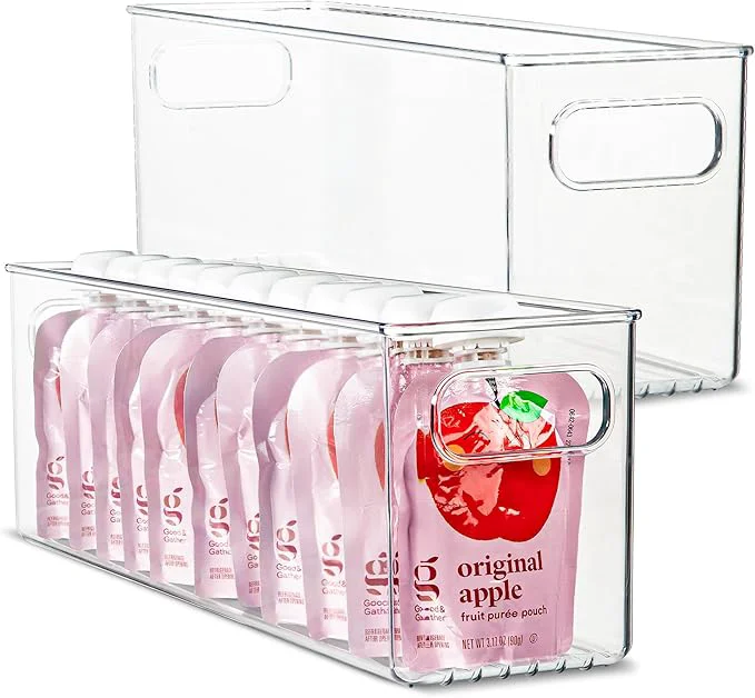 Modern Plastic Food Storage 2 Pack Clear Container Bin with Handles for Organizing Kitchen Pantry Refrigerator zer Pantry Cabinet Closet Bathroom. 16 x4 x5 About ThisOverview Fine Crafted