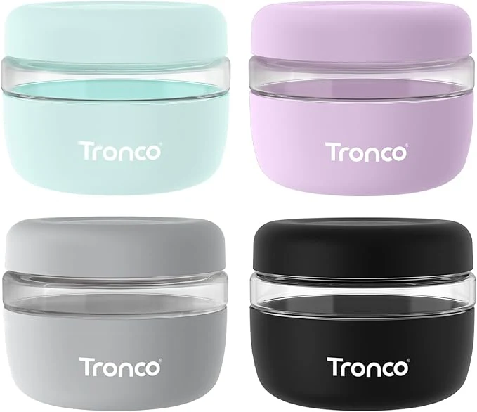 Crafted Tronco 16 oz Glass Food Storage Containers with Lids Airtight Leak Spill Proof Glass Lunch Bowls for Meal Prep Salad Yogurt Soup Stew Microwave Dishwasher Safe BPA- Set of 4About ThisOverview Fine