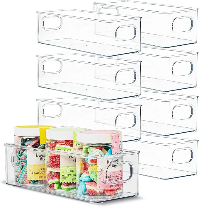 Fine Plastic Food Storage 8 Pack Clear Container Bin with Handles for Organizing Kitchen Pantry Fridge zer Pantry Bathroom. 10 x4 3 About ThisOverview Comfortable