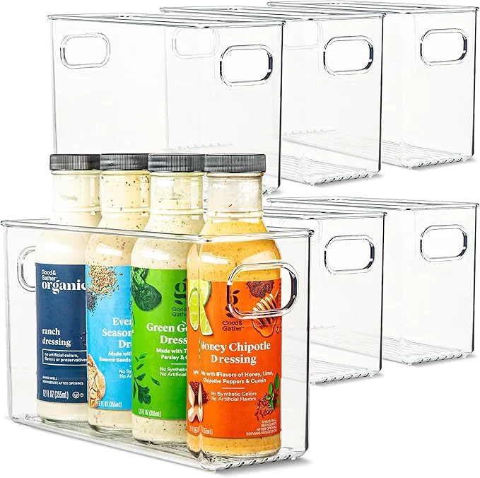 Sophisticated Plastic Food Storage 6 Pack Clear Container Bin with Handles for Organizing Kitchen Pantry Refrigerator zer Pantry Cabinet Closet Bathroom. 10 x4 x6 About ThisOverview Smart
