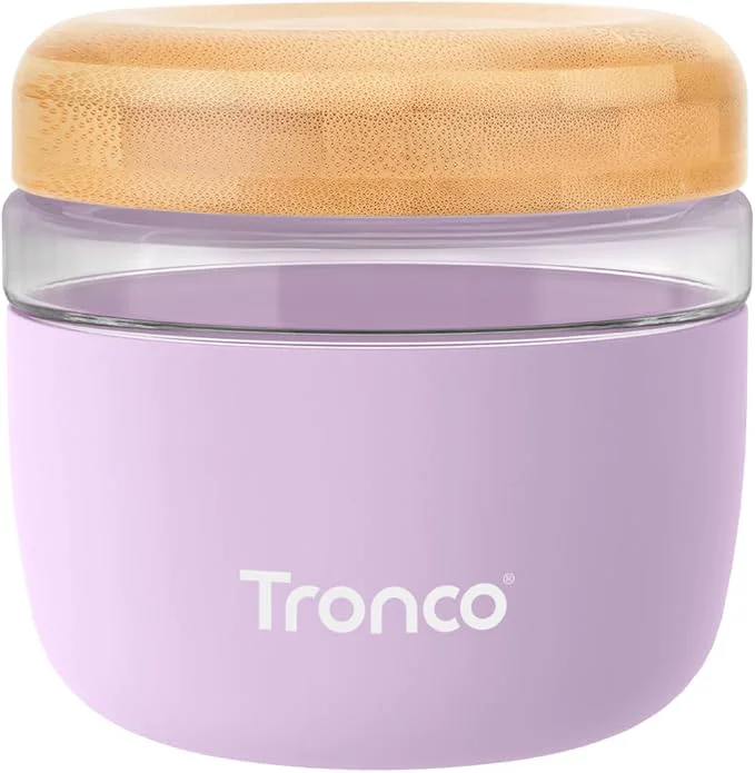 Traditional Tronco 24 oz Glass Container with Bamboo Lids Food Storage Bowls for Functional