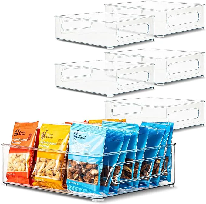 Artisan Plastic Food Storage 6 Pack Clear Container Bin with Handles for Organizing Kitchen Pantry Refrigerator zer Pantry Cabinet Closet Bathroom. Stackable 10 x8 x3 About ThisOverview Proven