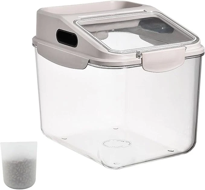 Smooth Fhiny 5.5LB Dog Food Storage Container Airtight Pet Treat Bin Translucent Dry Food Grain Storage Barrels Sealed Bucket Moisture-Proof Plastic Cat Puppy Food Bin with Seal Locking Lid Keep FreshAbout ThisOverview Pure