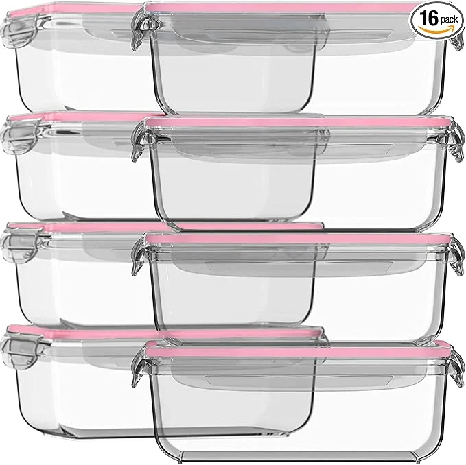 Genuine Razab 16 Pc Set of 8 30 Oz Glass Meal Prep Containers with Lids Airtight Large Glass Food Storage Containers Reusable Leak Proof BPA zer to Oven and Dishwasher SafeAbout ThisOverview Optimized