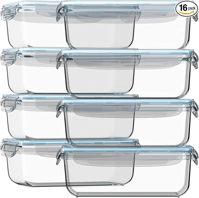 Consistent Razab 16 Pc Set of 8 30 Oz Glass Meal Prep Containers with Lids Airtight Large Glass Food Storage Containers Reusable Leak Proof BPA zer to Oven and Dishwasher SafeAbout ThisOverview Smart