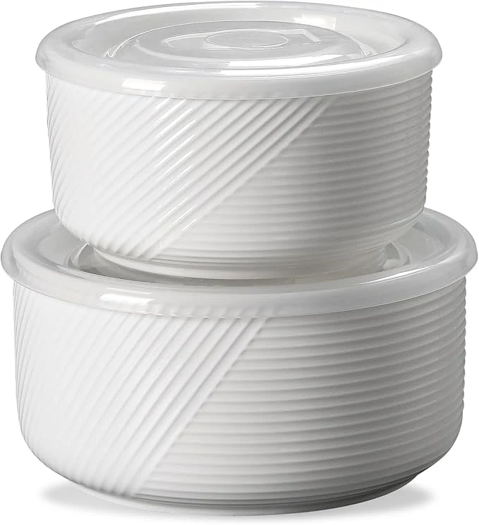 Specialty Ceramic Nesting Bowls with Lid Microwave Safe Food Storage Containers for Work Lunch Picnic Camping Meal Prep Soup Salad Ce Leftovers - 5 6 Inch 20 32 oz Set of 2 WhiteAbout ThisOverview Consistent