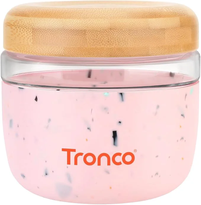 Authentic Tronco 24 oz Glass Container with Bamboo Lids Food Storage Bowls for Crafted
