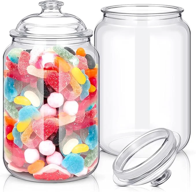 Eco-Friendly Nuogo 2 Pcs 1.5 Gallon 192 oz Candy Cookie Jar Plastic Jars with Lids Decorative Apothecary and Candy Buffet Container Clear Airtight Food Storage Canister Classic Style About ThisOverview Quality