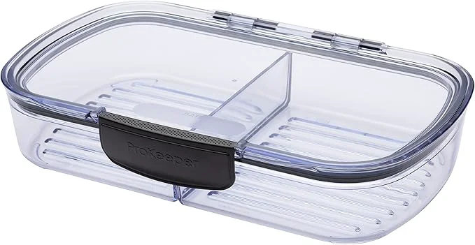 Smart Progressive Prokeeper Deli Storage Set Air-Tight Silicone Sealed Containers w Grooved Bottom Dry Erase Lid BPA- Stackable Keeps Meats Cheeses Fresh Longer PKS-710C Split Deli 1.6LAbout ThisOverview Authentic