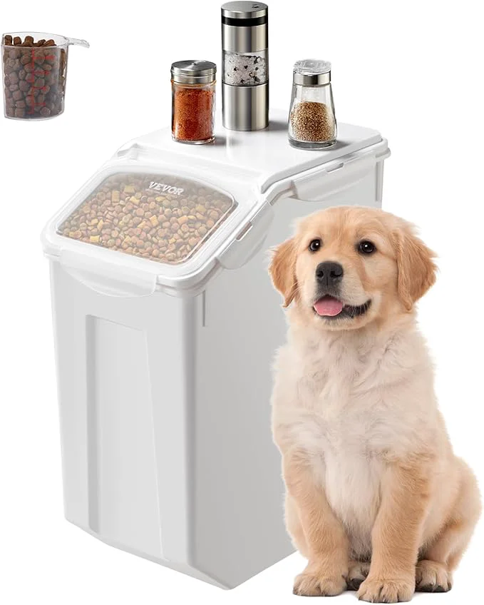 Exclusive VEVOR Rice Storage Container 4.5Gallon 20L Capacity Large Dog Food Dispenser Bin Kitchen Ingredient Grain Ce Flour Bin Pet food Containers with Wheels Measuring Cup Airtight Lid 1 PackAbout ThisOverview Environmentally Friendly