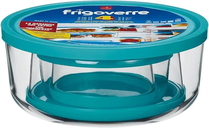 Relaxed BORMIOLI ROCCO Round Storage Bowls With Blue Lids 4 CTOverview Pure