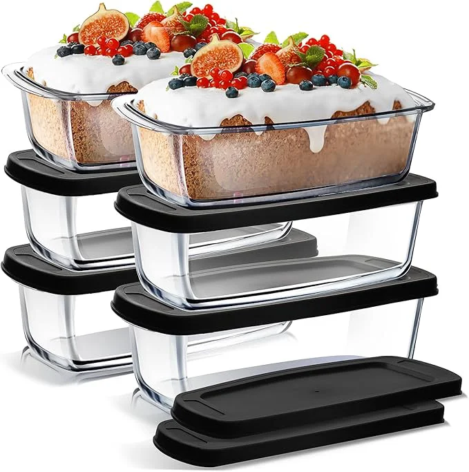 Efficient Nestl Set of 6 Glass Bread Loaf Pans for Baking Bread Glass Food Storage Containers with Lids Glass Baking Dishes for Oven Pound Cake Pan 1.9 QuartAbout ThisOverview Artisan