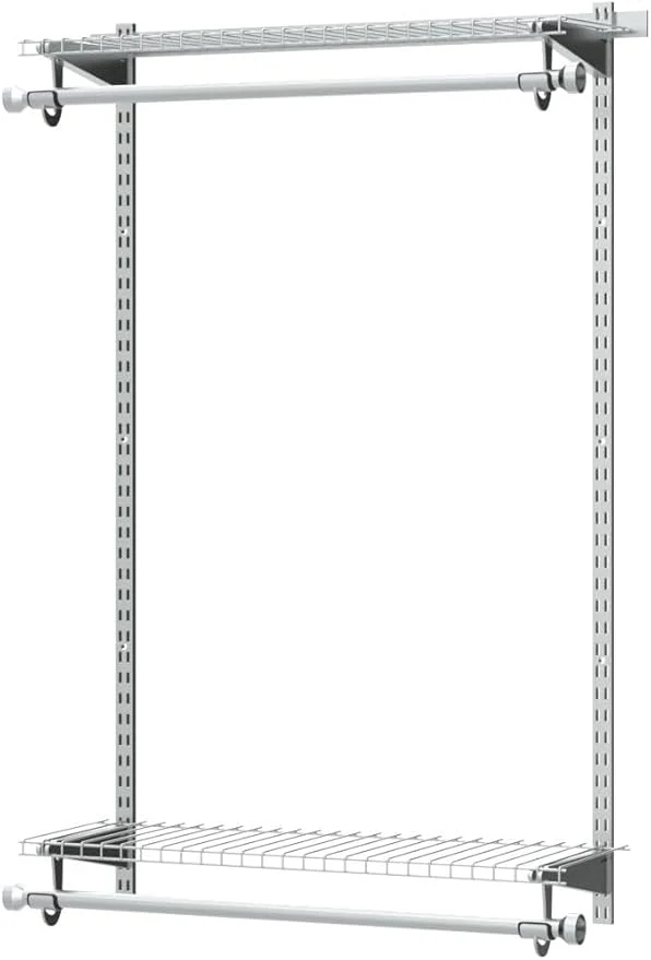 Long-Lasting Rubbermaid Configurations Closet Shelves Hanging Kit 2 26 Shelves Titanium Custom Pantry Organizer and Storage Clothes Rack for Home Laundry Bathroom Mudroom Pantry Linen ClosetAbout ThisOverview Trusted