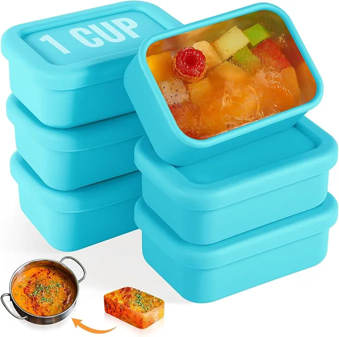 First-Class 6 Packs 1 Cup Silicone Soup zer Molds with Lid Silicone Soup zer Trays Rectangle Reusable Food Preserving Tray zing Sauces Stews Lake Blue About ThisOverview Solid