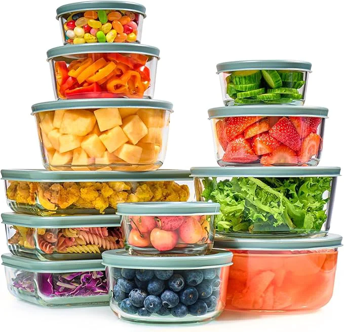 Efficient 24pc Set Glass Food Storage Containers Bowls with Airtight Lids - Leakproof BPA- Meal Prep Airtight Stackable Lunch Boxes Kitchen Pantry Storage Organizers - Microwave zer Dishwasher SafeAbout ThisOverview Fine