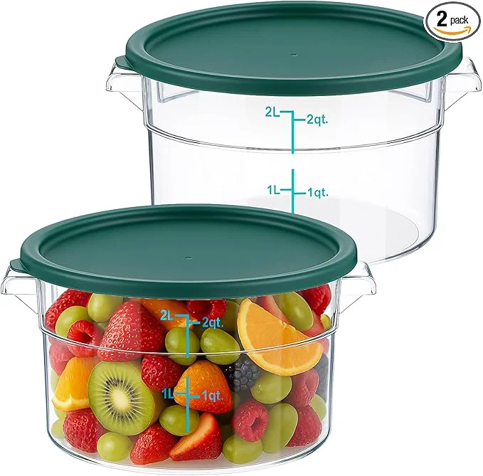 Elegant 2 Pcs Dough Proofing Bucket with Lid Round Food Storage Container 2 Qt Dough Bucket Clear Translucent Containers with Green Scale Green About ThisOverview Refined