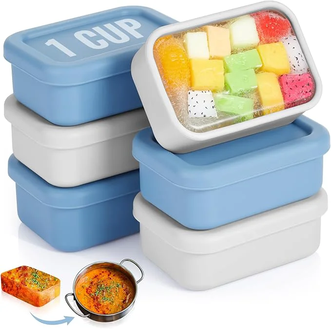World-Class 6 Packs 1 Cup Silicone Soup zer Molds with Lid Silicone Soup zer Trays Rectangle Reusable Food Preserving Tray zing Sauces Stews Dark Blue Gray About ThisOverview First-Class